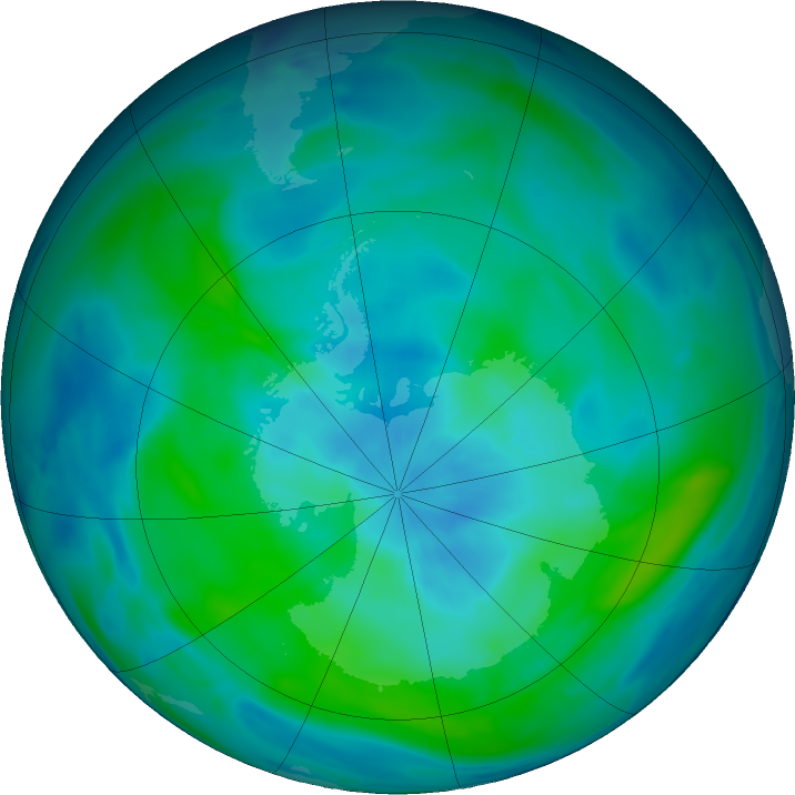 Antarctic ozone map for 11 March 2020